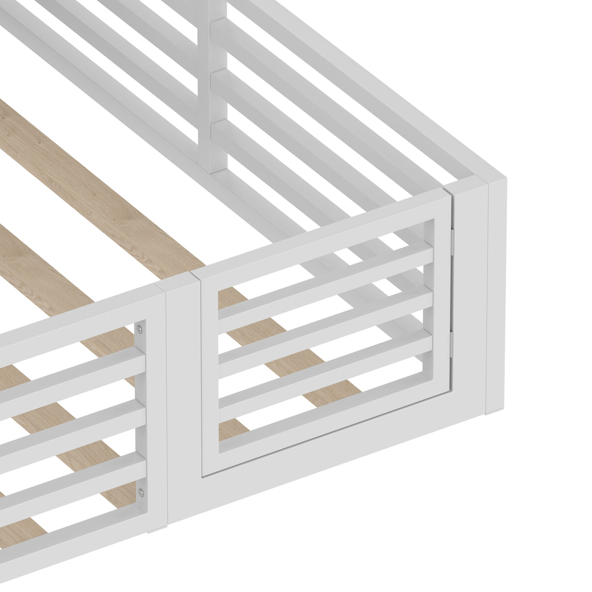Fence Daybed Platform Bed 140x200cm with Storage, White Metal