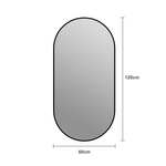 Capsule Wall Mirror 60x120 cm Modern Vanity, Black Aluminum Frame