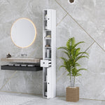 Slim Bathroom Cabinet, 3 Open Compartments, Adjustable Shelf, White