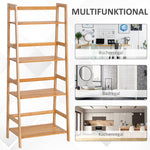 Ladder Bookcase, 4-Tier Bamboo Top, Natural
