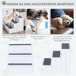 Dog Stairs, 3 Steps Pet Entry Aid with Storage, Fir Wood White