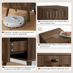 Modern Bedside Table with Two Drawers and Solid Wood Legs, 43.5 x 40 x 57.5 cm, Walnut