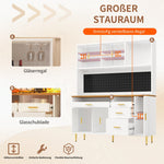 Tall Cabinet with LED Lighting and Pegboard Shelves, White