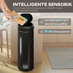 50L Sensor Waste Bin, Soft-Close Touchless Stainless Steel