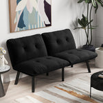 Sofa Bed Foldable 2-Seater Futon Guest Bed - Black