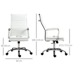 Office Chair, Ergonomic Rocking Swivel Casters Steel Legs Faux Leather, White