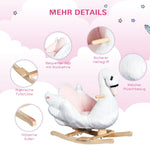 Rocking horse for children, cuddly rocking animal, pink and white