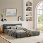 Double Bed 140x200cm Square Quilted, Dark Grey Chenille