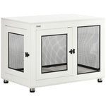 Dog Cage with Table Top, Cushion, 2 Doors, White+Black