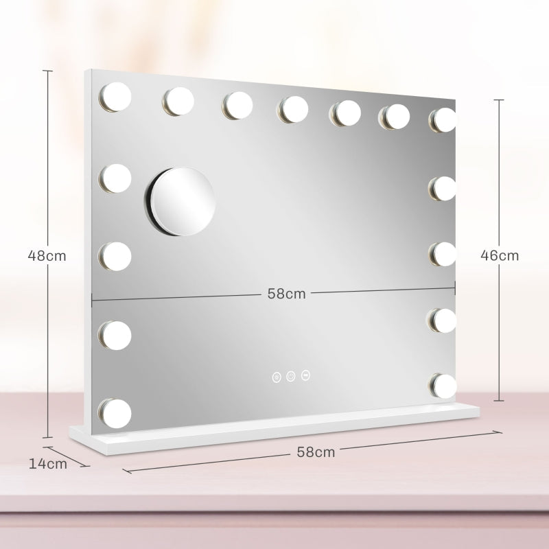 LED Vanity Mirror, 3 Light Modes, Dimmable, USB, White