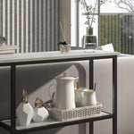 Console Table with 2 Levels, Side Table, Sofa Table, Anti-tip Protection, Steel White