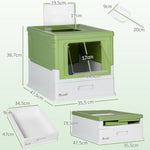 Cat Litter Box, Lid & Bottom Tray, Scoop & Deodorizer, Plastic