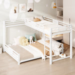 L-Shaped Bunk Bed with 90x200 and 140x200 Metal Frame, White
