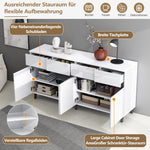 High-Gloss Sideboard 4 Drawers 2 Doors Adjustable Shelves