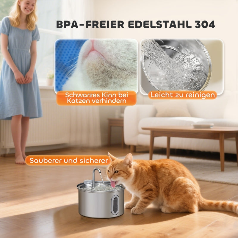 Cat Fountain 2.5L Quiet Pump LED Activated Carbon Filter