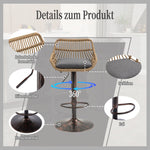 Modern Bar Stool Set of 2, Adjustable, Footrest, Gray