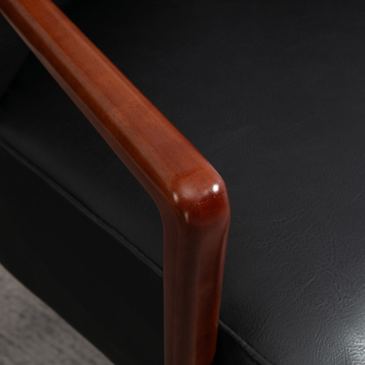 Lounge Chair, Armrests, Wooden Legs, Faux Leather