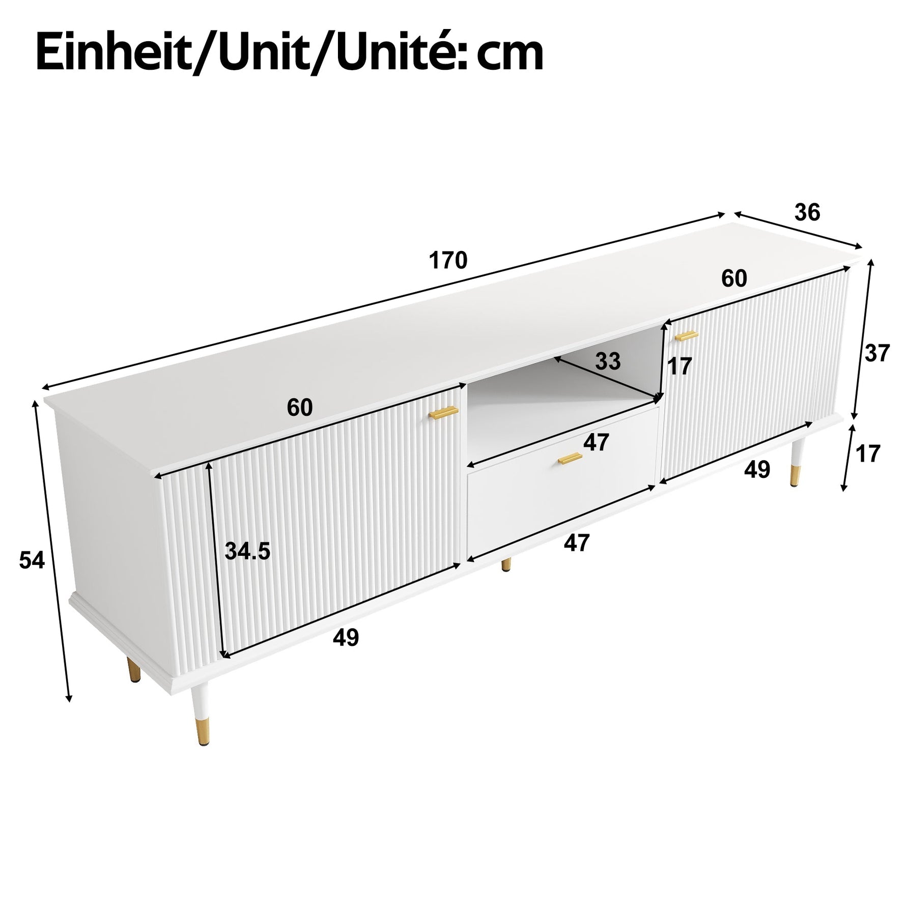 TV Stand with Storage and Cable Management