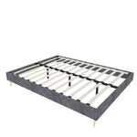 Bed Frame 160x200cm Minimalist Low Box - Gray Dutch Velvet