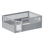 Children's Bed 140x200cm with Railing & Door, Grey Wood