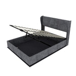 Modern Upholstered Bed 140x200 cm Gas Lift Storage, Grey