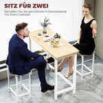 Bar Table, Compact, Seats 2, Oak Look Natural Wood+White