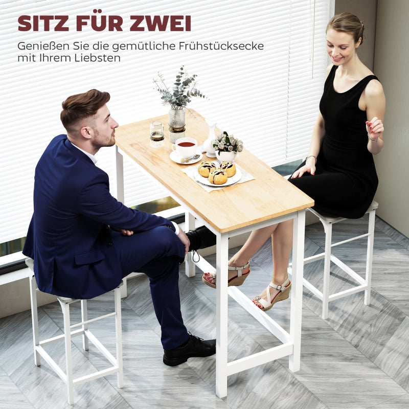 Bar Table, Compact, Seats 2, Oak Look Natural Wood+White