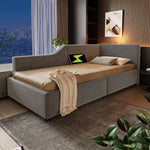 Upholstered Daybed 90x190cm, Sofa Bed with Hydraulic Storage & USB-C, Velvet Grey