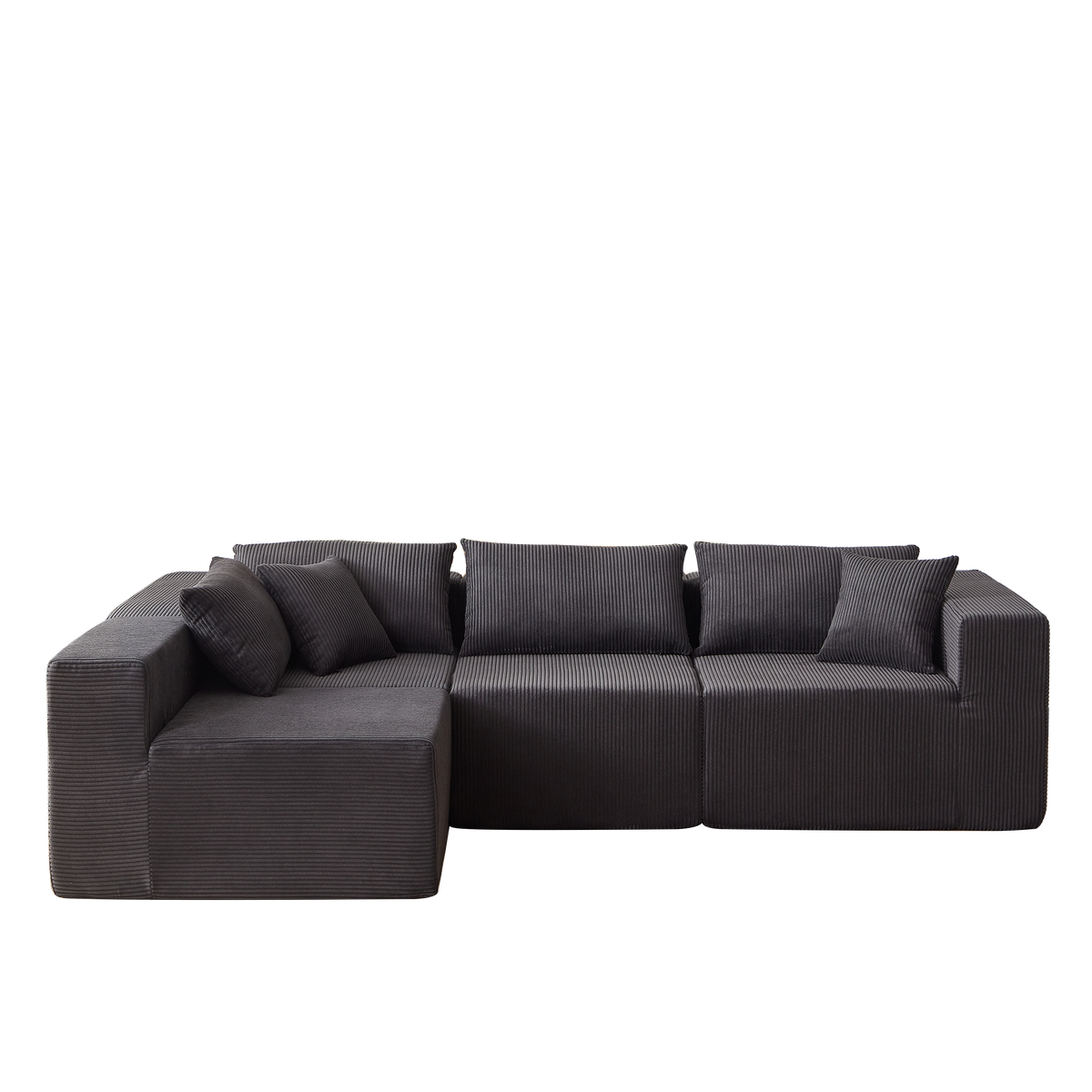 Modular L-Shaped Sectional Sofa 104-Inch 4-Piece Foam-Filled - Corduroy