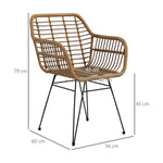 Set of 2 Kitchen Chairs Boho Style PE Rattan - Natural/Black