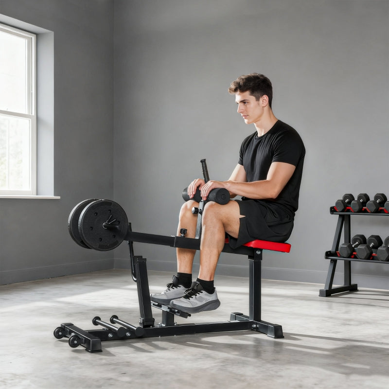 Calf Raise Machine Leg Training Bench with Wheels - Black Steel