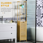 kleankin Bathroom Cabinet, 3 Open Compartments, 1 Cupboard, Bamboo