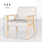 Lounge Chair with Armrests, Dining Relaxing Upholstered, Cream White