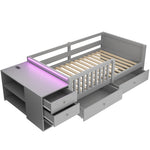 Children's Bed 90x200cm with Desk, LED & Storage Drawers, Grey
