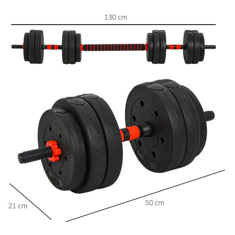 2-in-1 Dumbbell Set Adjustable 25kg Short & Long Barbell