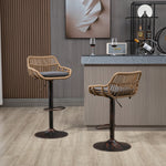Modern Bar Stool Set of 2, Adjustable, Footrest, Gray