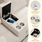 U-shaped Sofa 4-Seater with Storage USB Ports Cup Holders Oversized Corduroy