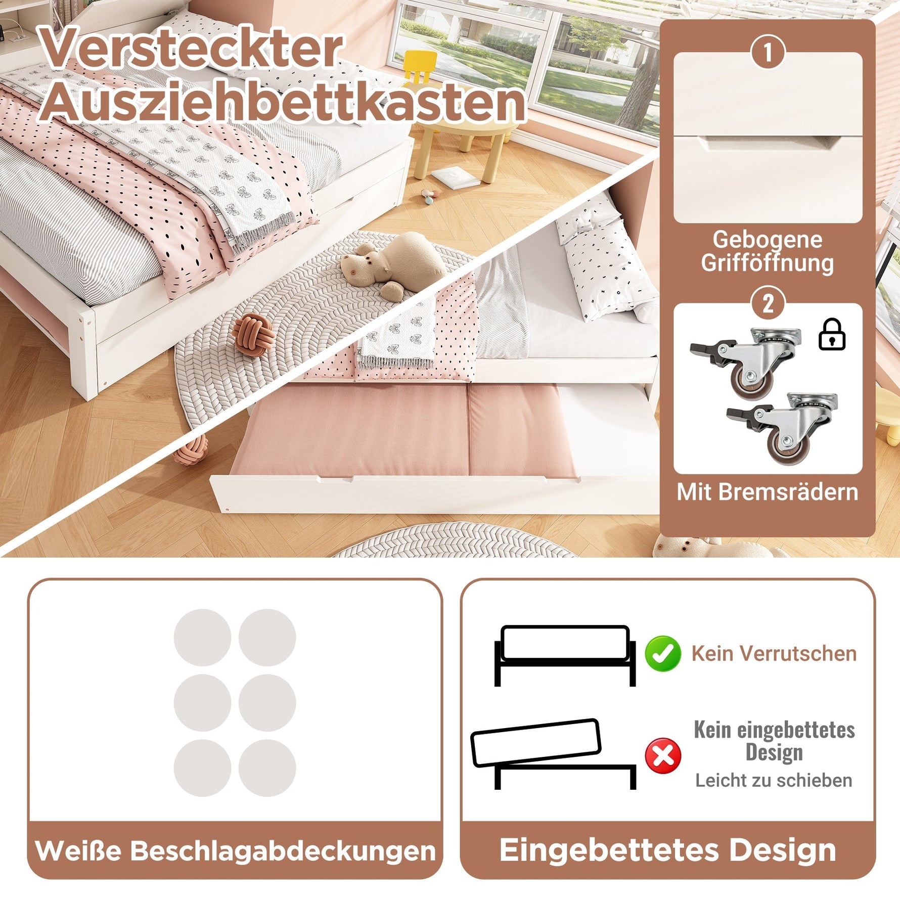 Sofa Bed with Pull-out Bed and Storage Back Panel, USB/USB-C Charging Station, White