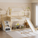 Children's Bunk Bed 90x200cm with Slide & Storage Ladder, Wood