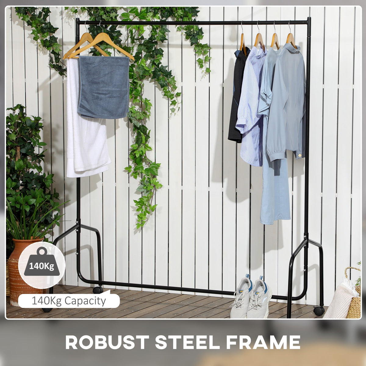 Clothes Rack 150x60x170cm, Sturdy, Easy Assembly, Metal