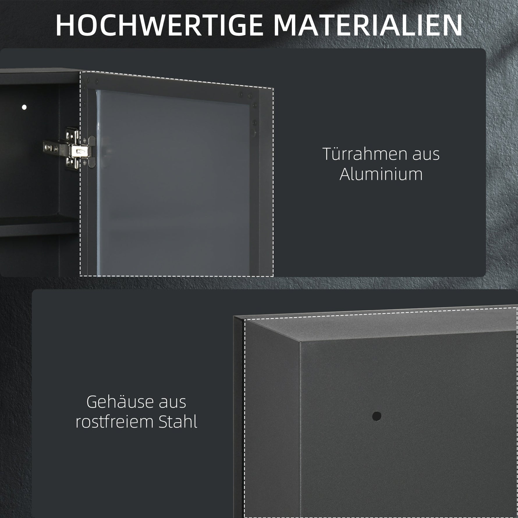 kleankin Mirror Cabinet, 3-Tier Bathroom Medicine Wall, Black