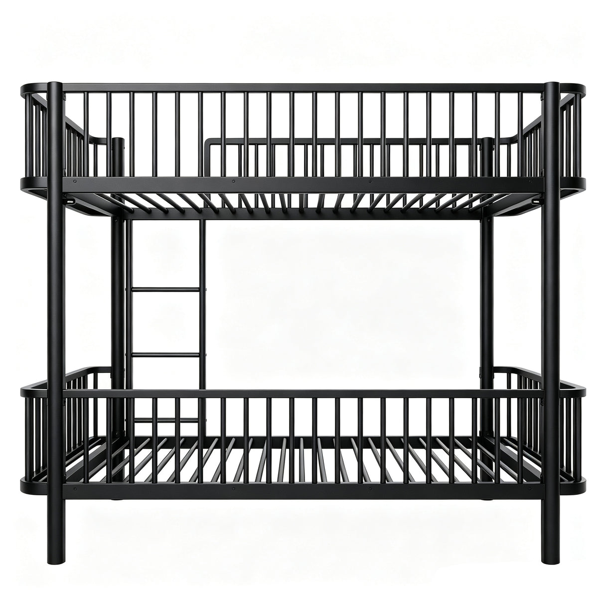 Metal Bunk Bed 90x200 Space-Saving Safety Railing, Black