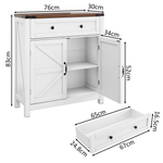 Farmhouse Storage Cabinets with Drawers and Adjustable Shelves, White with Walnut Countertops