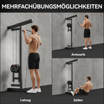Rowing Machine, Wall-Mounted Cable Fitness Equipment for Home Gym, Black Steel