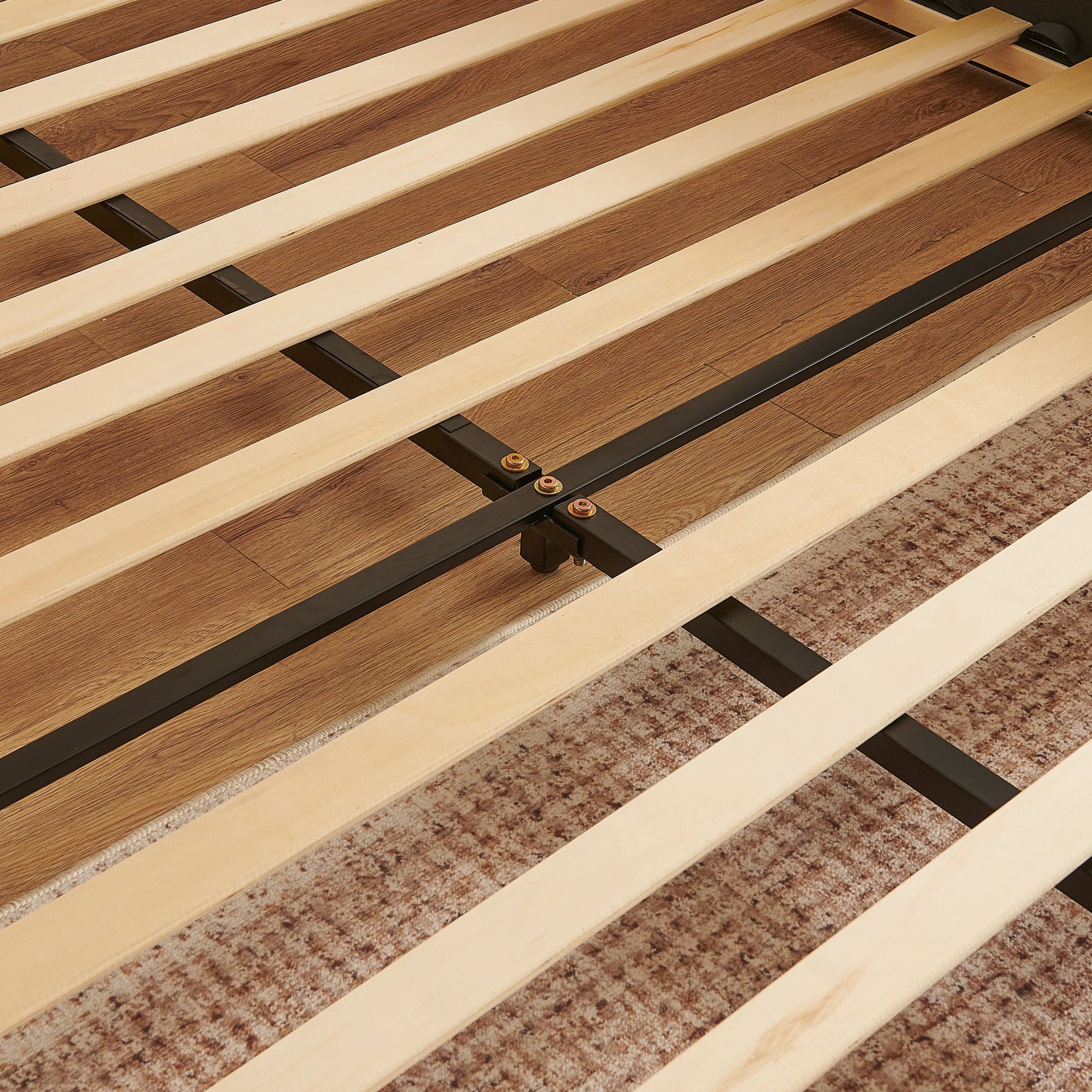 Double Bed 140x200cm, Corduroy Cover, Eucalyptus Wood Frame, Beige