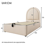 Children's Upholstered Bed, Single with Cosmic Pattern, 90x200cm, Beige PU