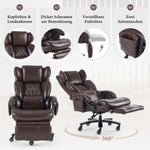 XXL Ergonomic Office Chair with Massage and Heating Function, Footrest and Adjustable Backrest, Brown PU Leather