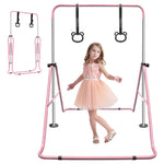 Expandable Gymnastics Bar - Height Adjustable Junior Training, Folding - Pink