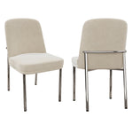 Dining Chairs Set of 2 Thickened Cushion Modern Metal Legs - Beige Velvet
