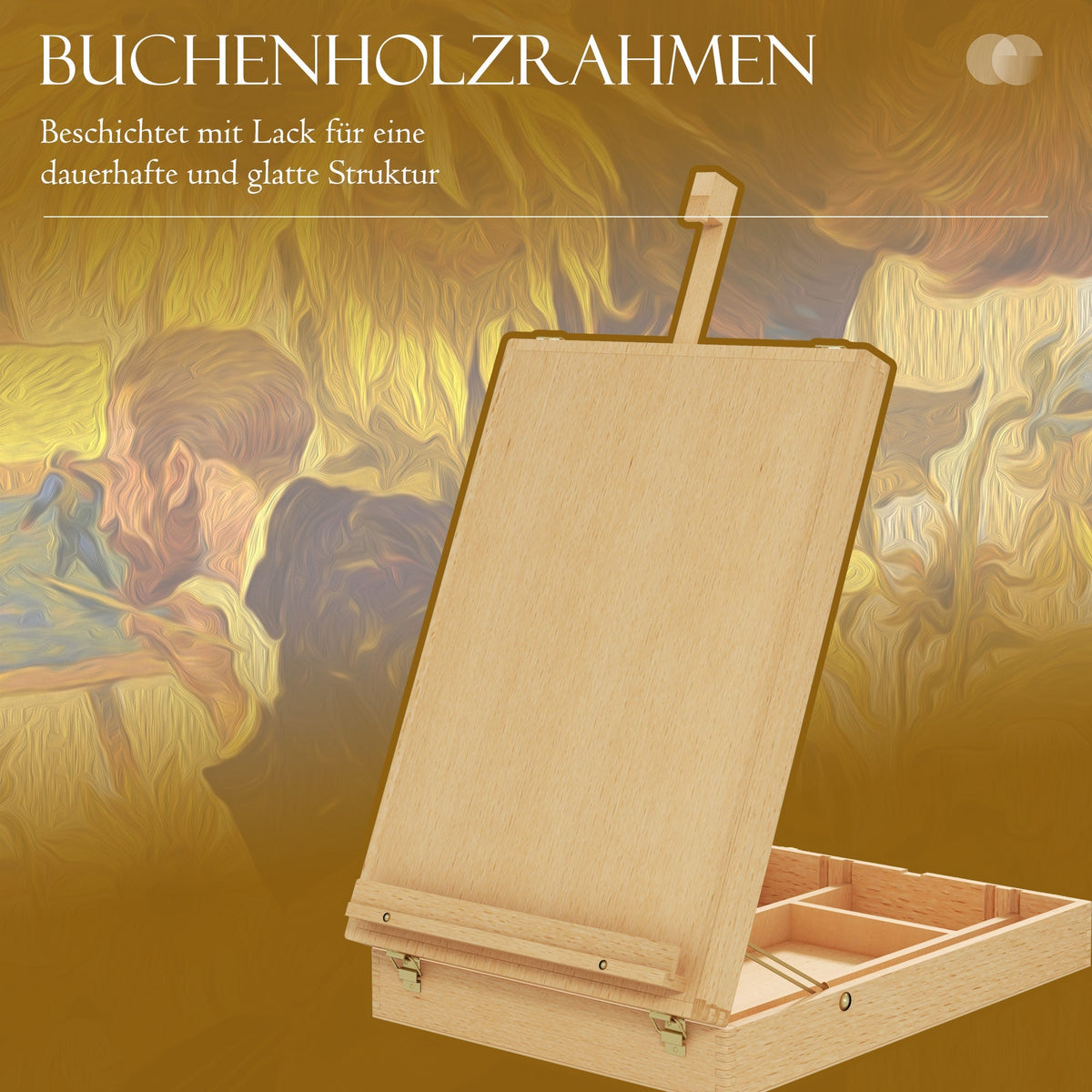 Table Easel, Angle-Adjustable Foldable Suitcase with Storage, Wood
